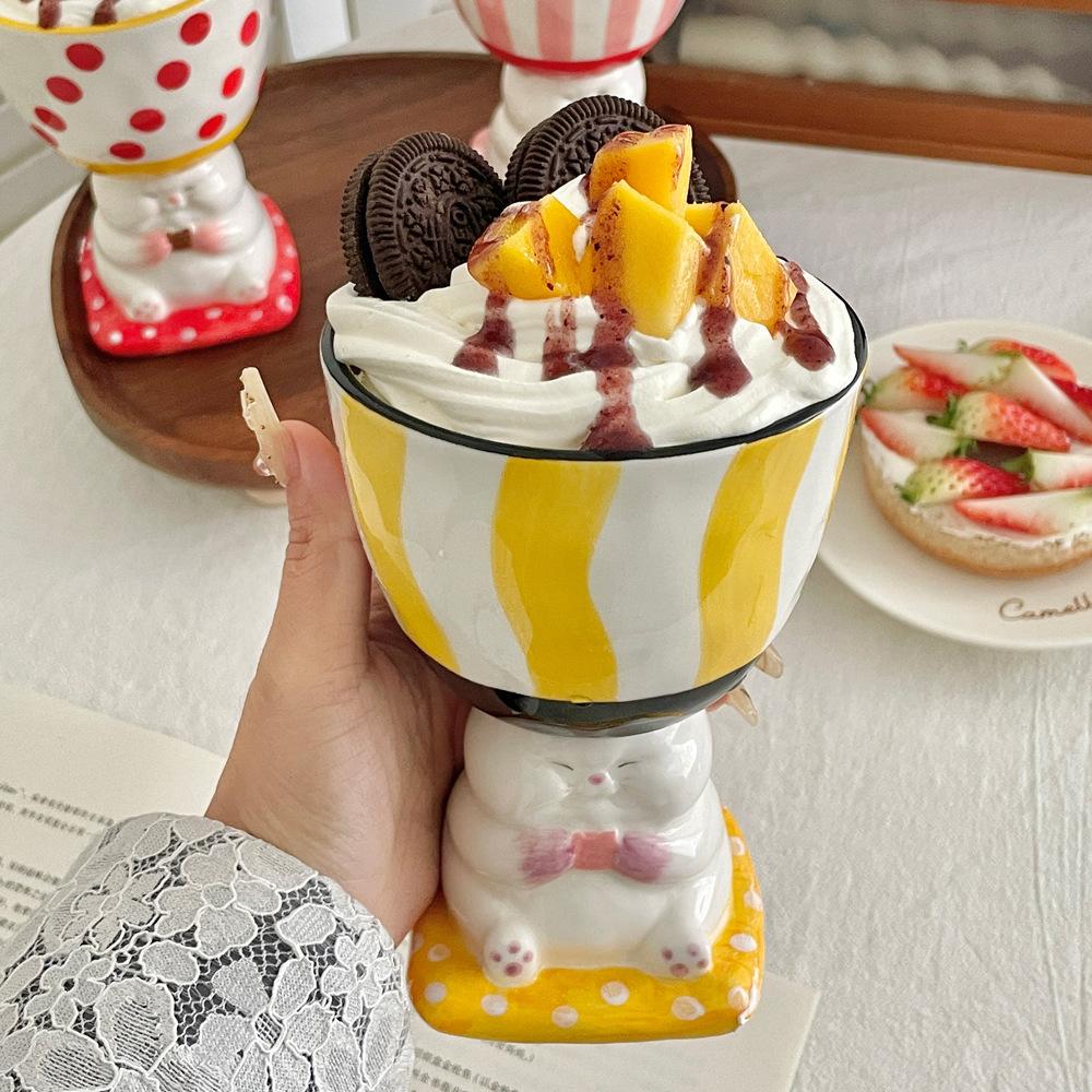 Kitten Tall Ceramic Cup Cute Hand-painted Three-dimensional Hand-squeezed Mug Irregular Large-capacity Coffee Cup Cute Pet