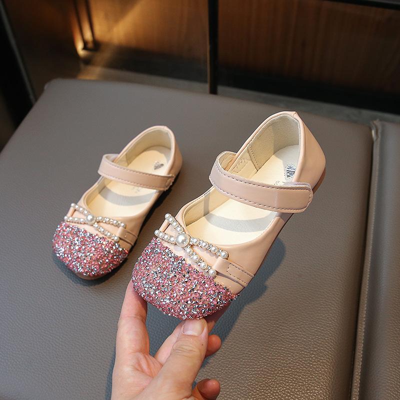 

Детские туфли Мэри Джейн с квадратным носком, элегантные, с кристаллами, детские туфли принцессы, модные, пэчворк, блестящие, неглубокие, плоские, кожаные туфли для девочки 26 розовый