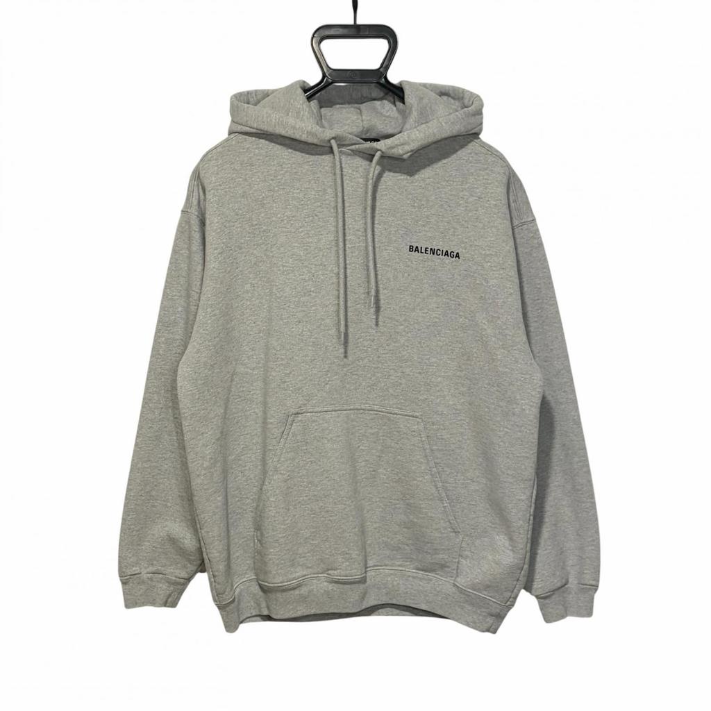 BALENCIAGA Back Logo Hoodie Gray Men's Size XS Model 600583
