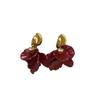 French Romantic Petal Fringed Earrings, Stud Earrings, Ankola Red Autumn And Winter Unique Light Luxury Niche Design Earrings
