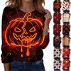 Women's Casual Long Sleeve Pullover Sweatshirt Halloween Print Crew Neck Top Loose Fit Lightweight Comfortable Fabric