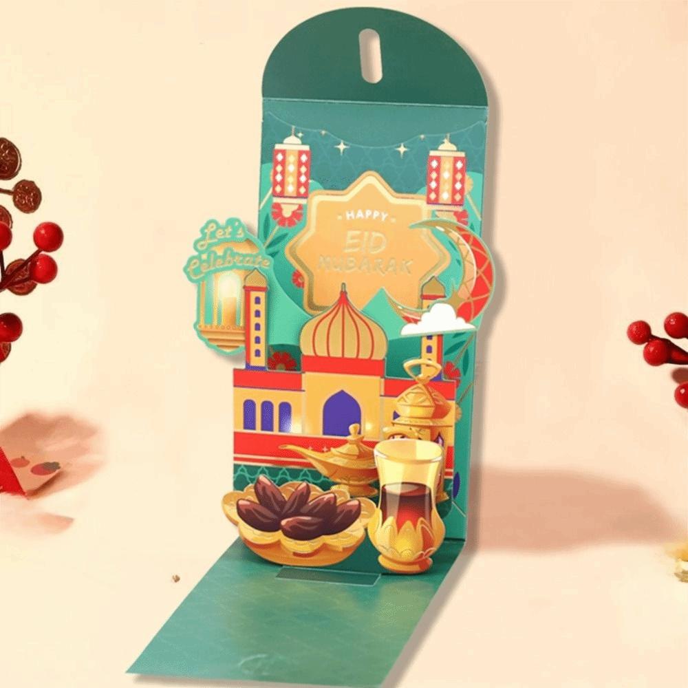 Traditional Eid Mubarak Money Packet Moon Castle Money Packet 3D Redness Envelopes  Middle East