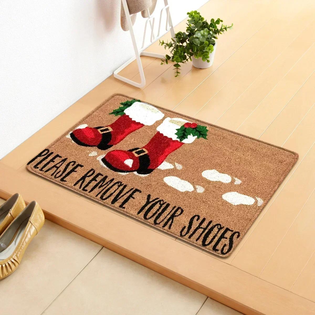 

Merry Christmas Welcome Doormat Winter Non-Slip Rubber Backed Floor Mat for Home Indoor Outdoor Entrance Decoration 40x60cm 16x24inch