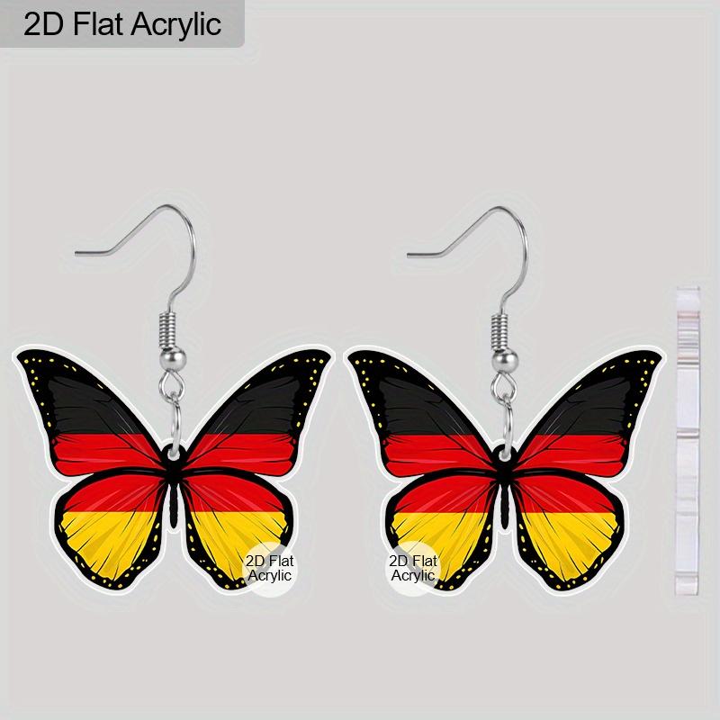 

2D Flat Colorful Butterfly Germany Flag Acrylic Material Dangle Earrings Lightweight Colorful Earrings for Women Jewelry Gifts