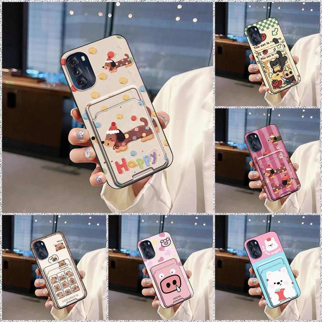 Dirt-resistant Cartoon Phone Case For MOTO G 5G 2022 Cute Durable Shockproof Full wrap Card slot Card bag Graffiti Cover