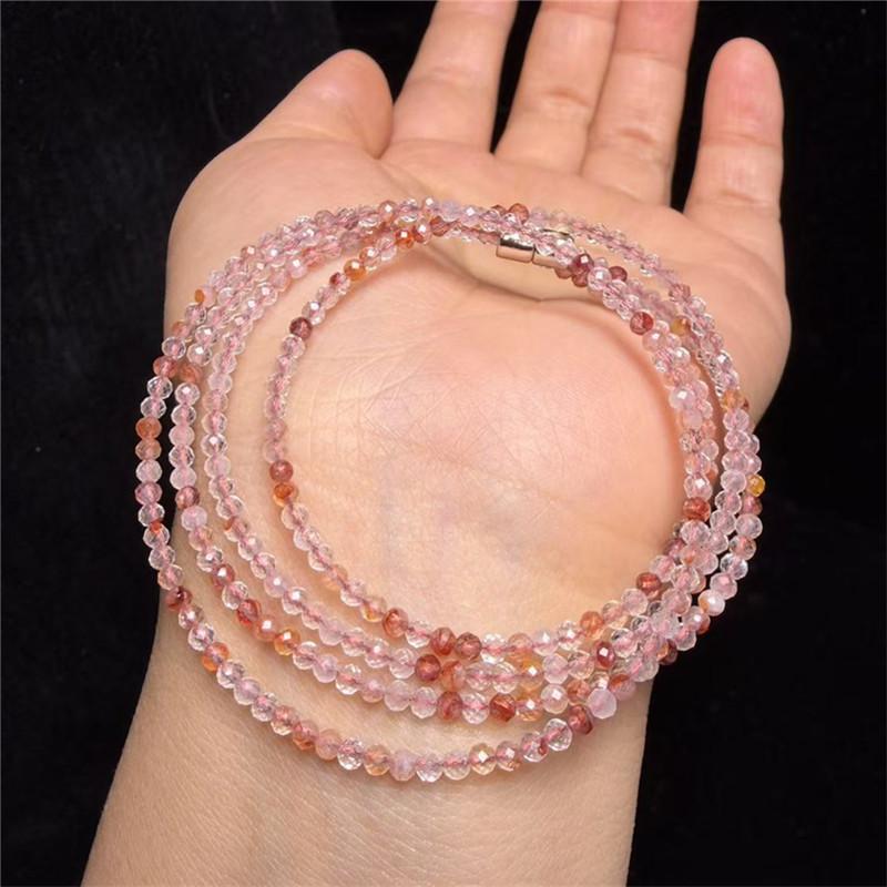 Natural Powder Tourmaline Garnet Cut Multi-Circle Bracelet Olivine Gray-Blue Moonlight Necklace Multi-Purpose Long Chain