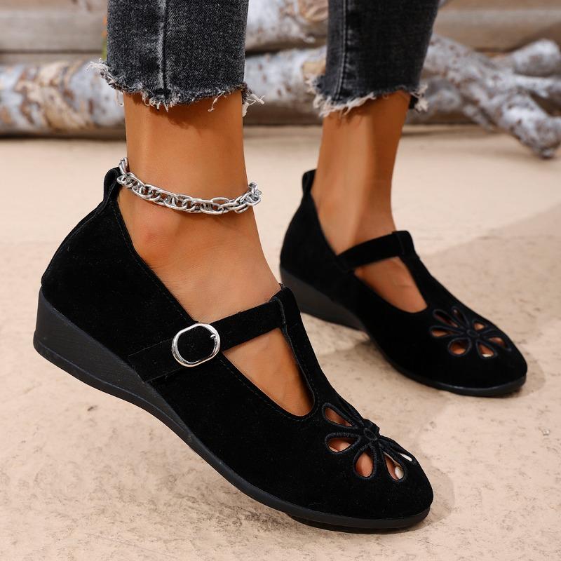 Ausgeschnittener Atmungsaktiver Einzelner Schuh Mode Runde Spitze Ein-Riemen Weiche Sohle Leicht Rutschfest Niedrig geschnittener Schuh