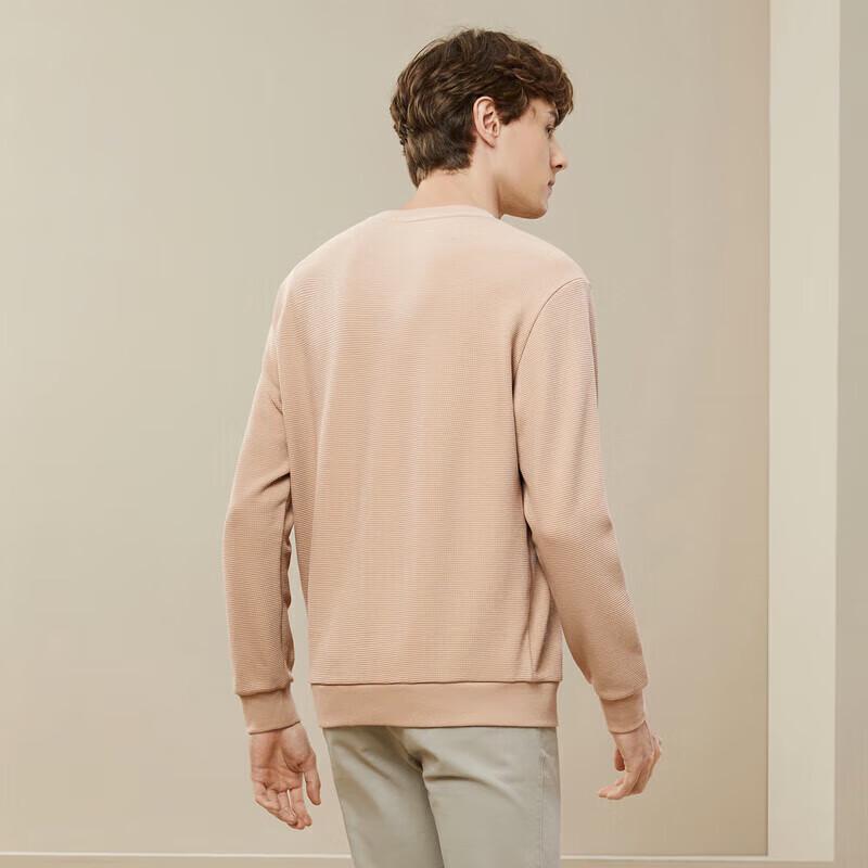 Qipai Men's Waffle-Knit Round Neck Pullover Sweatshirt