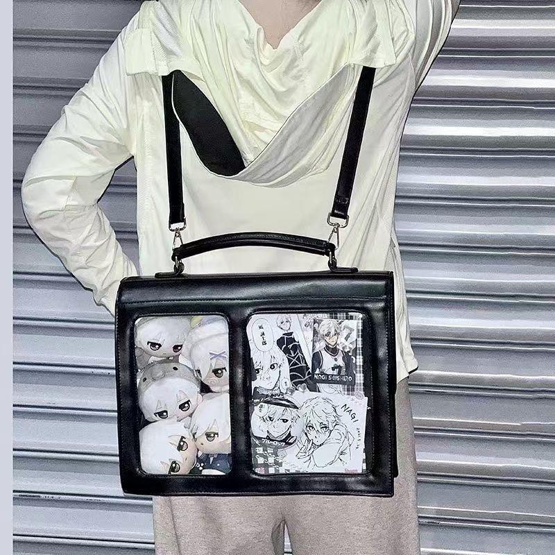 Harajuku Transparent Diy Ita Bag, Japanese Large Capacity Shoulder Crossbody Bag Student Commuter Briefcase Sweet Girls Handbag