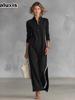 New Women's Simple White Ruffled Button Collar Coat Dress