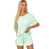 Pigiama da Donna a Maniche Corte Strisciato Stampato Due Pezzi Loungewear Scollo Pajamas Set Pantaloncini Spaccati Morbido Biancheria da Notte