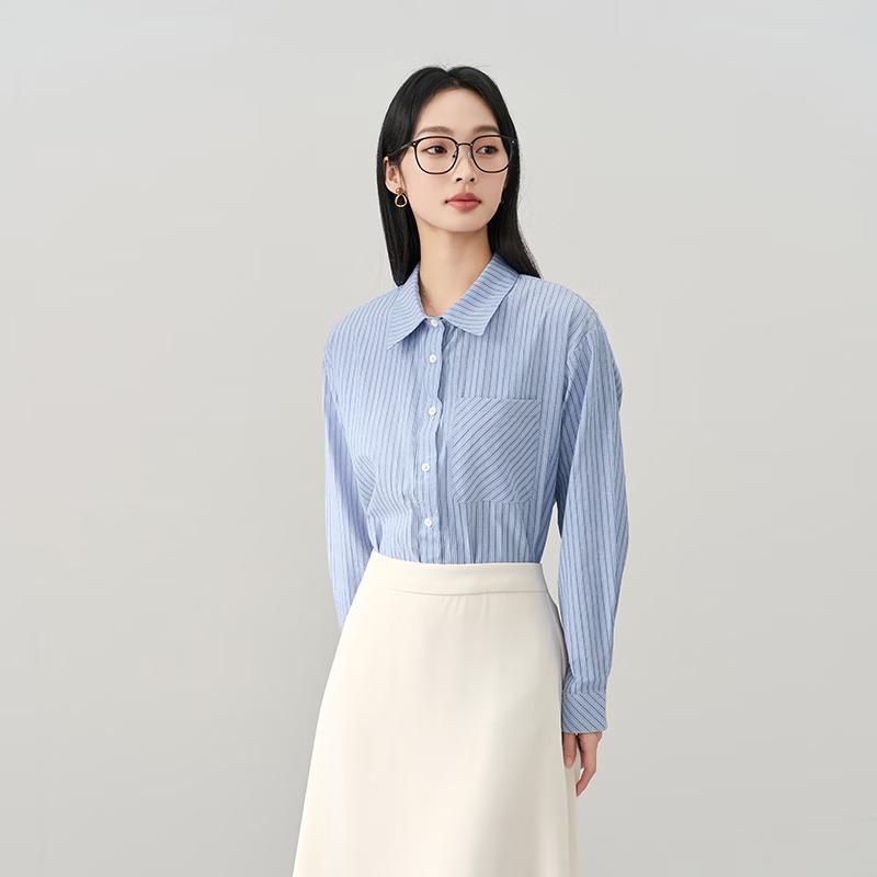 

Miss Bird Women s Blue Stripe Long-Sleeve Shirt S