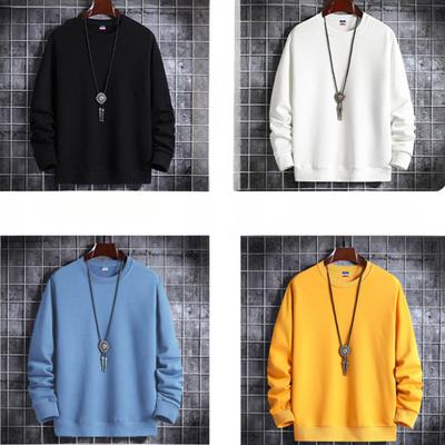 Herbst- und Wintermodelle für Herren Plus Samt Unifarbener Pullover mit Rundhalsausschnitt