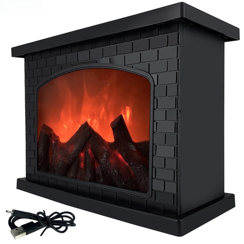 Touch Switch LED Fireplace Lantern Premium Simulation Log Fire Place Lantern Christmas Decorative Fireplace Lamp