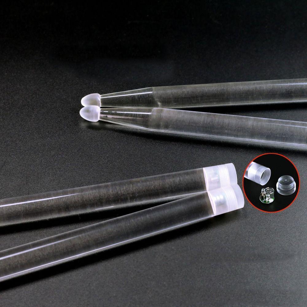 2Pcs Acrylic Light Up Drum Sticks Colorful Fluorescent Drumsticks Cymbals for Drums Drummer Gifts