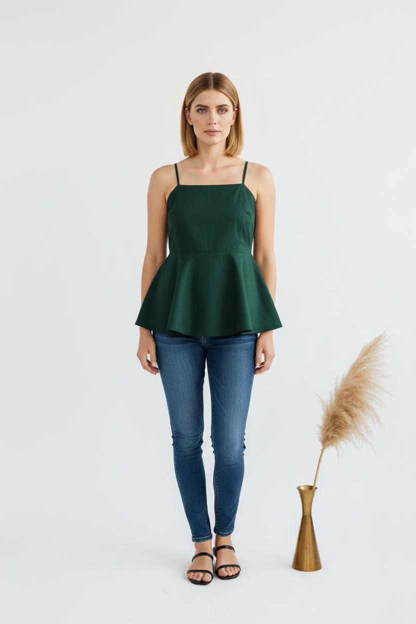 Myrtle Green Peplum Top 34 зелёный