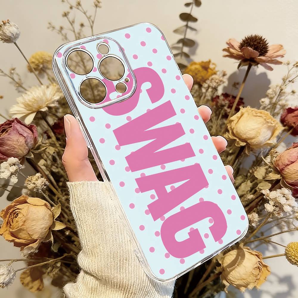 Luxury Y2K Style SWAG Phone Case Transparent Silicone Soft For iPhone 17 16 15 14 13 12 11 Mini Pro Max Plus