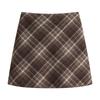 Plus Size Retro Plaid Woolen A-line Skirt - Autumn/Winter Women’s Slimming Hip-hugging Short Skirt