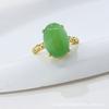 Elegant Green Chalcedony Agate Ring - Adjustable National Style Jewelry for Women