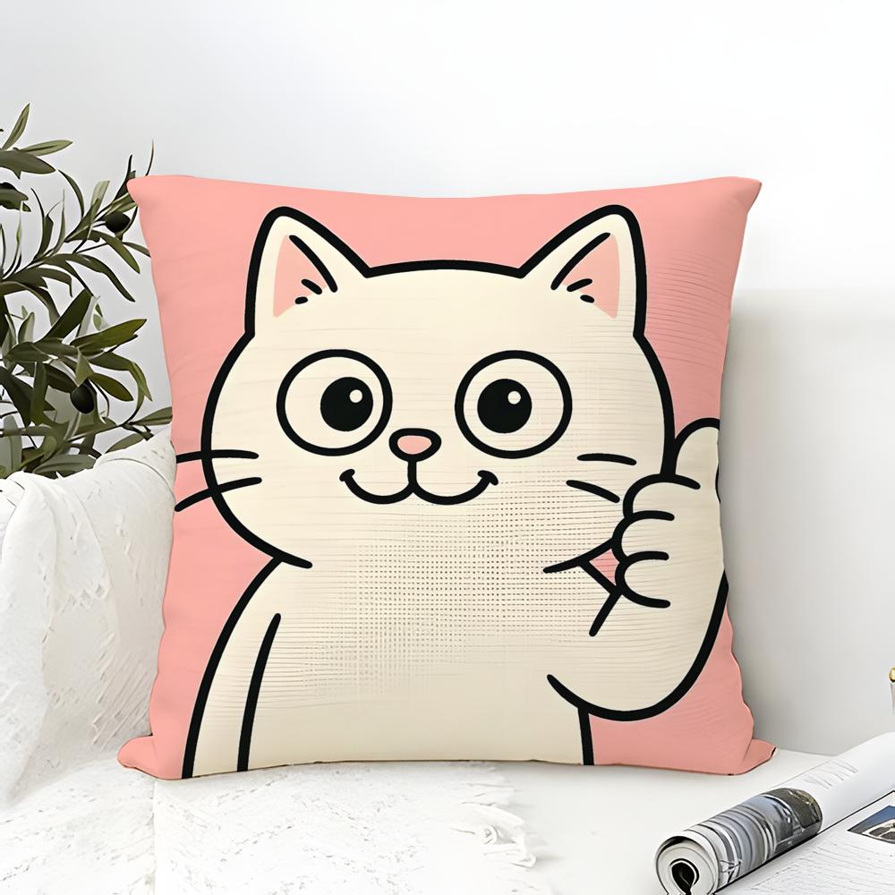 Surprised Cat Funny Party Pattern Pillow Case Cotton Linen Fabric Square Zipper Pillowcase Home Decorative Living Room