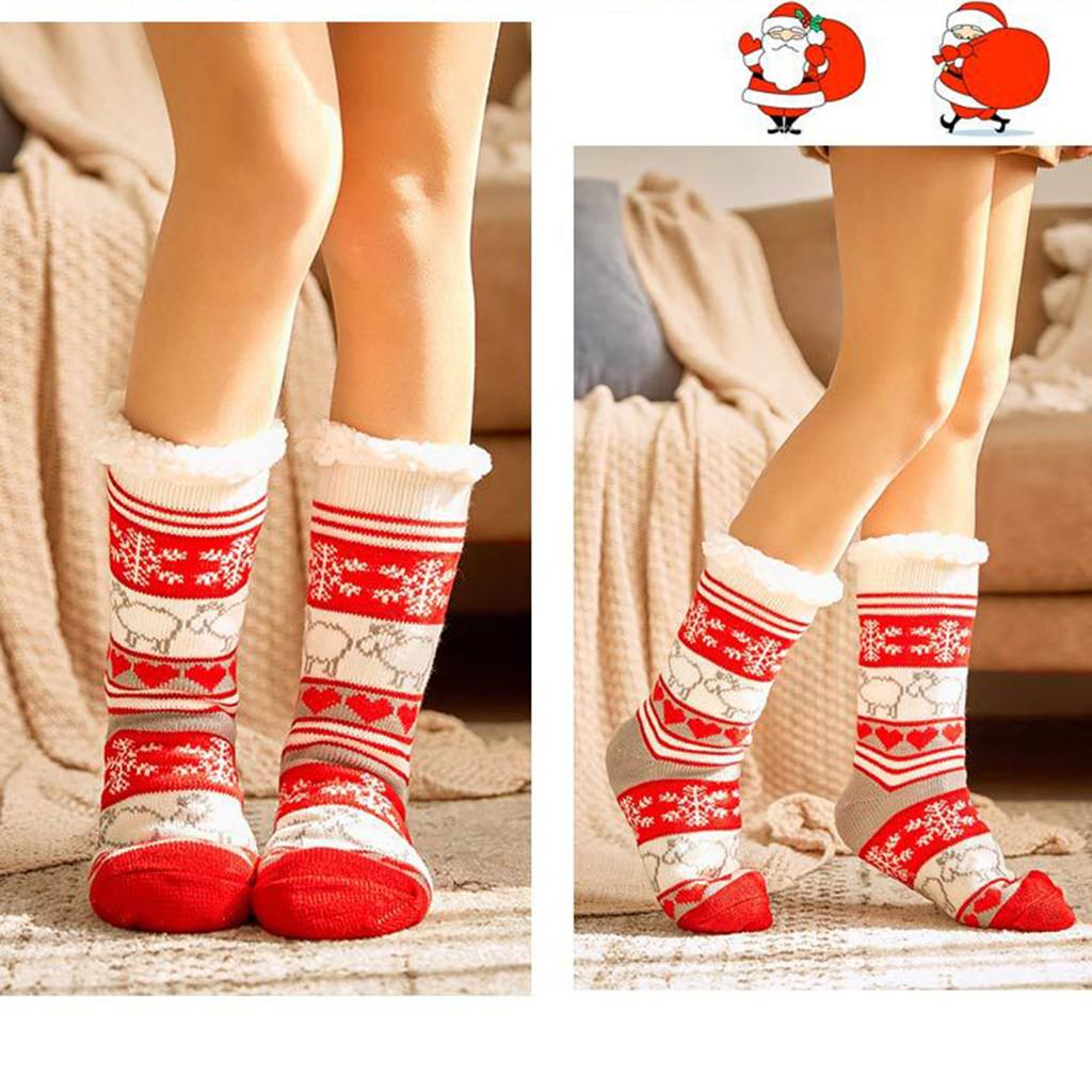 Christmas Women Cotton Socks Print Thicker Anti-slip Floor Socks Carpet Socks
