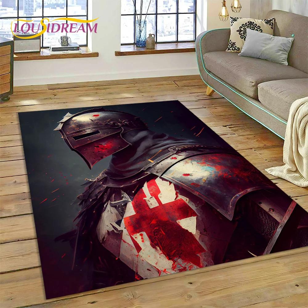 Cartoon 3D Crusaders Templar Black Knight  Carpet Rug for Home Living Room Bedroom Sofa Doormat Decor,Kids Area Rug Non-slip Mat