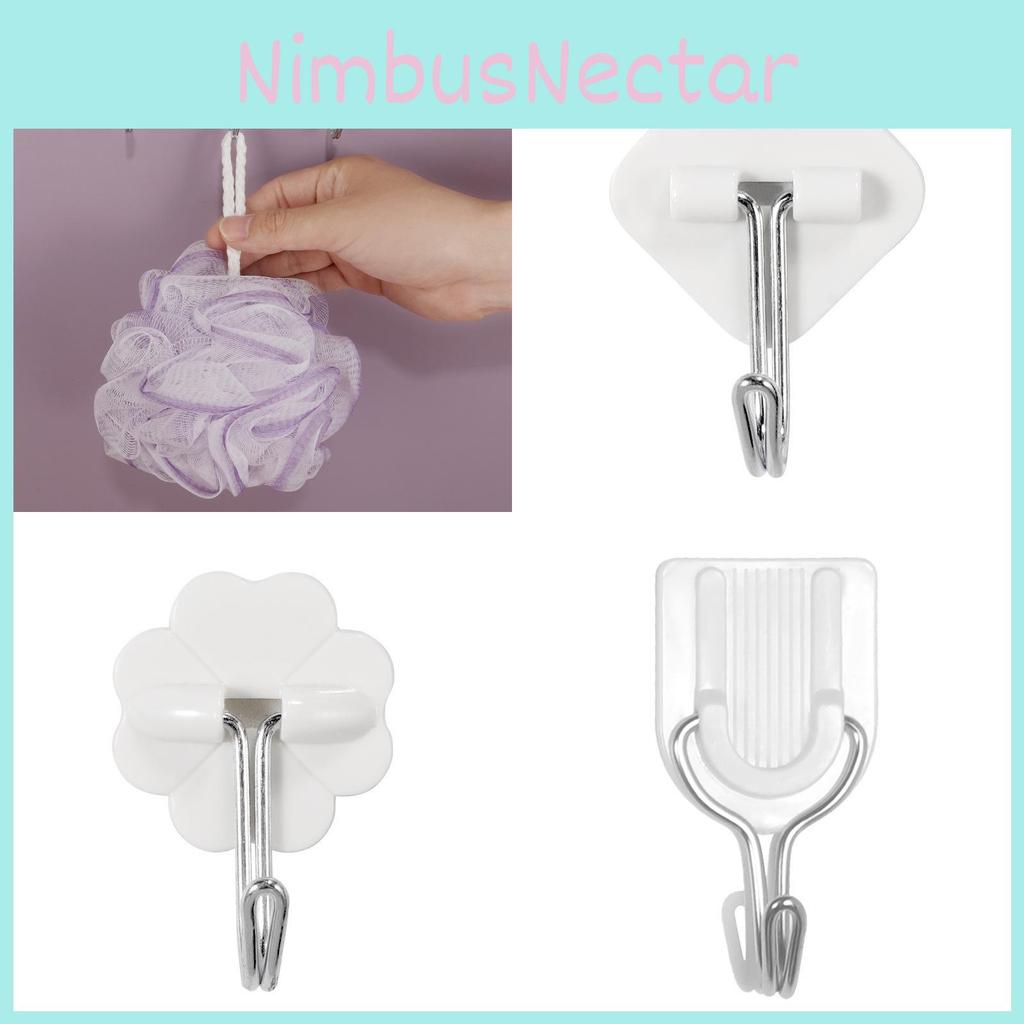 Plastic Compact Sticky Hook Rounded Design Bathroom Kitchen Storage Decoration