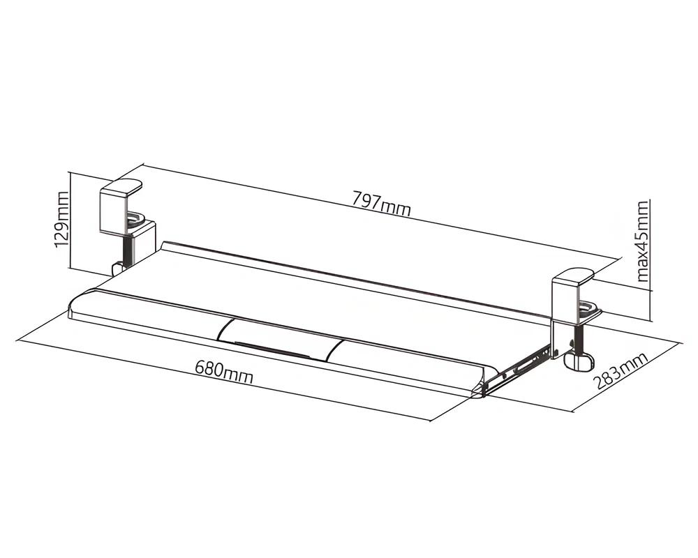 White Keyboard Drawer, Under Desk Hdwr Solidhand-Kt08W