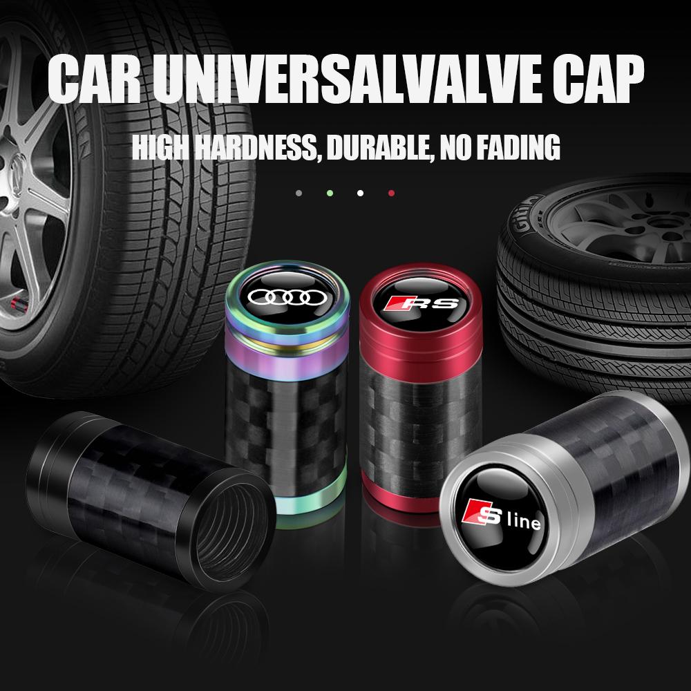 2026 4Pcs Car Carbon Fiber Wheel Tire Air Valve Caps Dust Cover For 22x A4 B5 B6 B7 B8 B9 A1 A3 8V 8P 8L A6 C5 C6 C7 A5 Sline RS R8 D2