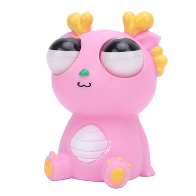 Pop Out Eyes Squeeze Toy Cute PVC Funny Comfortable Hand Feeling Dragon Squeeze Stress Relief Toys for Adults Daily Pink