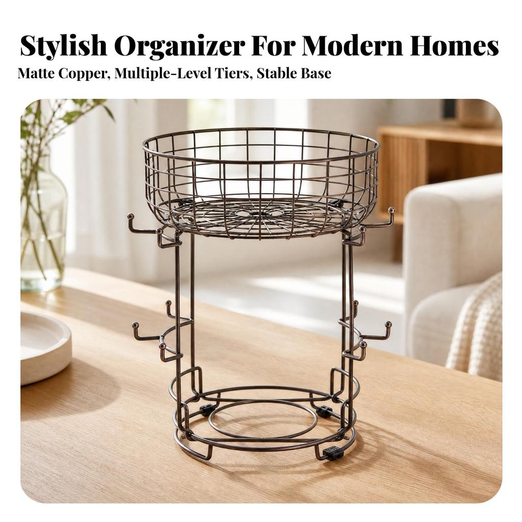 Two-Tier Storage Rack with Hooks Compact Kitchen Shelf Easy to Clean