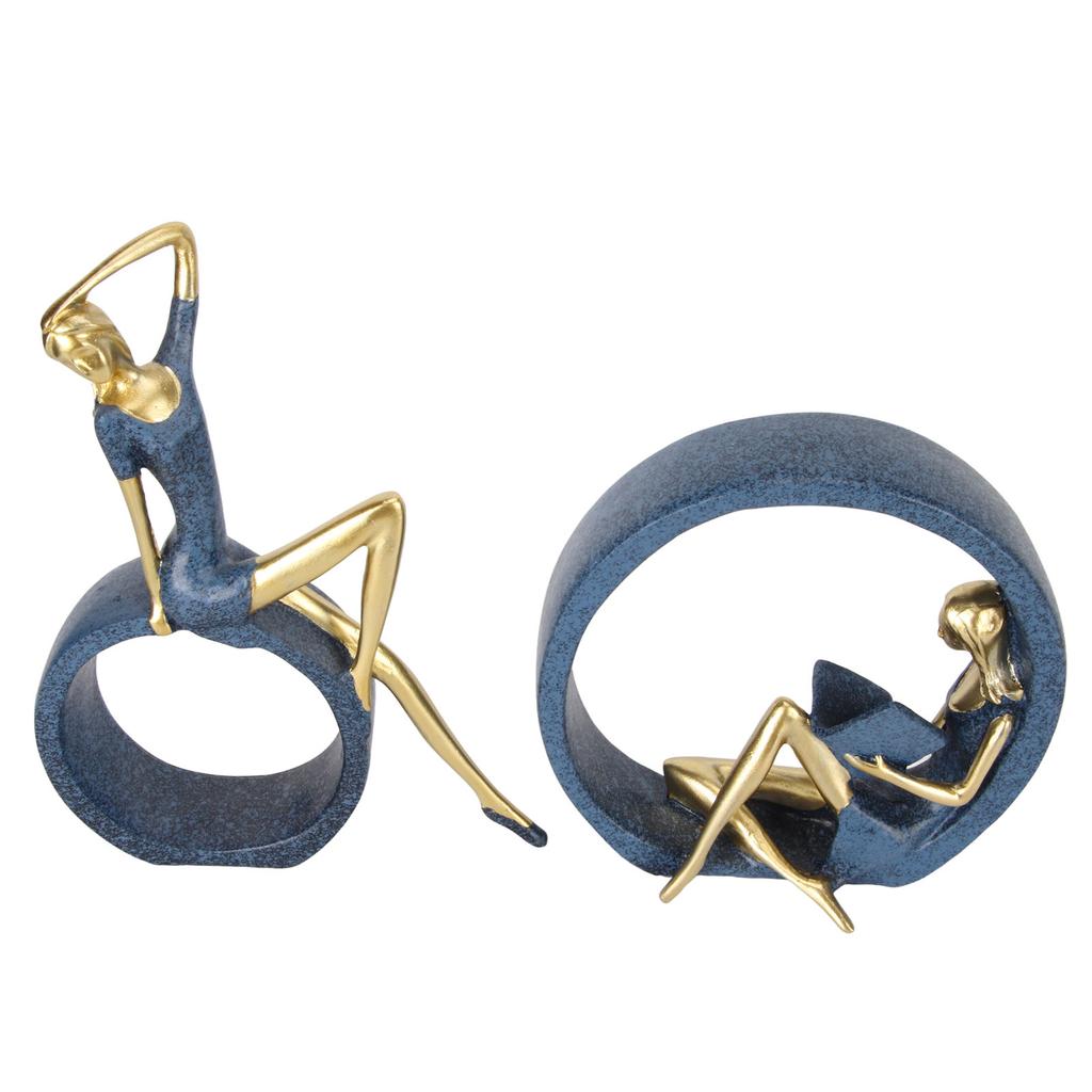 Resin OK Girl Statue Girl Reading Figurine Yoga Girl Ornament for Bookshelf Bedroom Gift Decoration