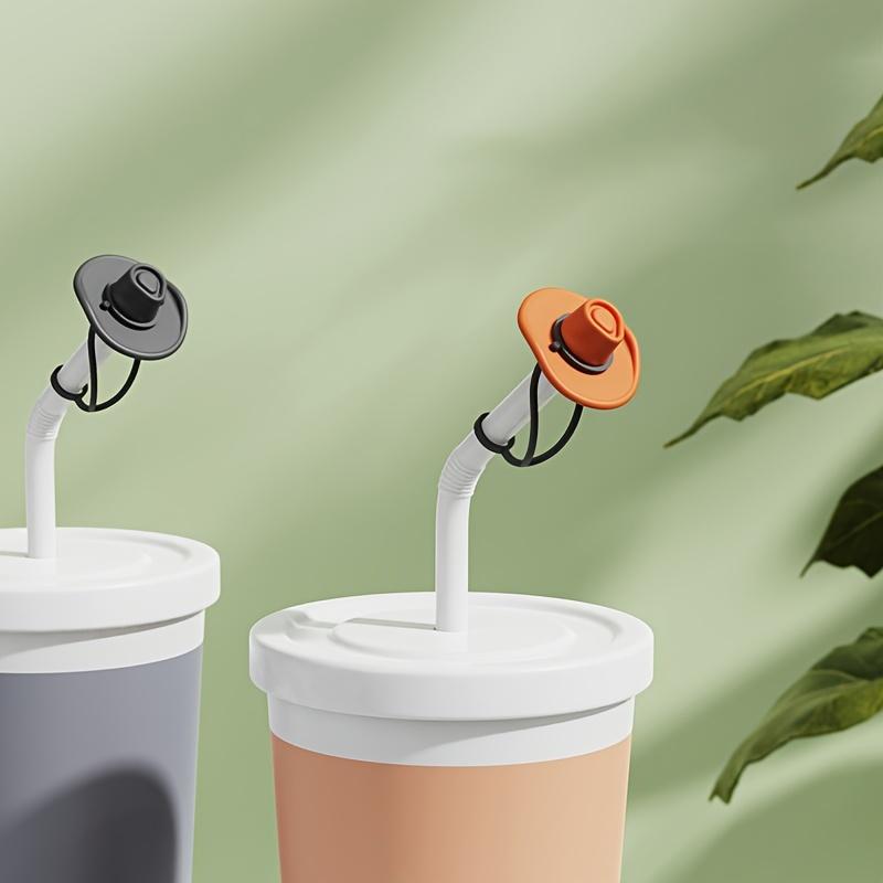 4 Stück Niedliche Cowboyhut Silikon Strohhalmabdeckungen - Wiederverwendbar, Lebensmittelqualität, Dekorative Deckel für Tassen & Getränke, 10 mm Strohhalm-kompatibel, Perfekt für Zuhause