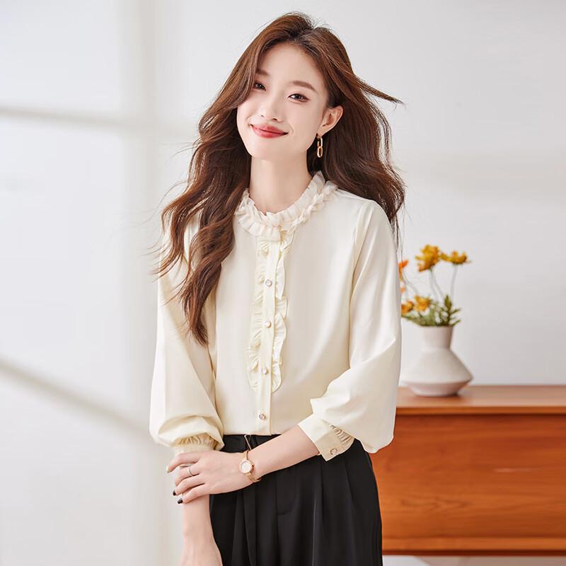 Trolman Women s Elegant Long Sleeve Youthful Blouse L