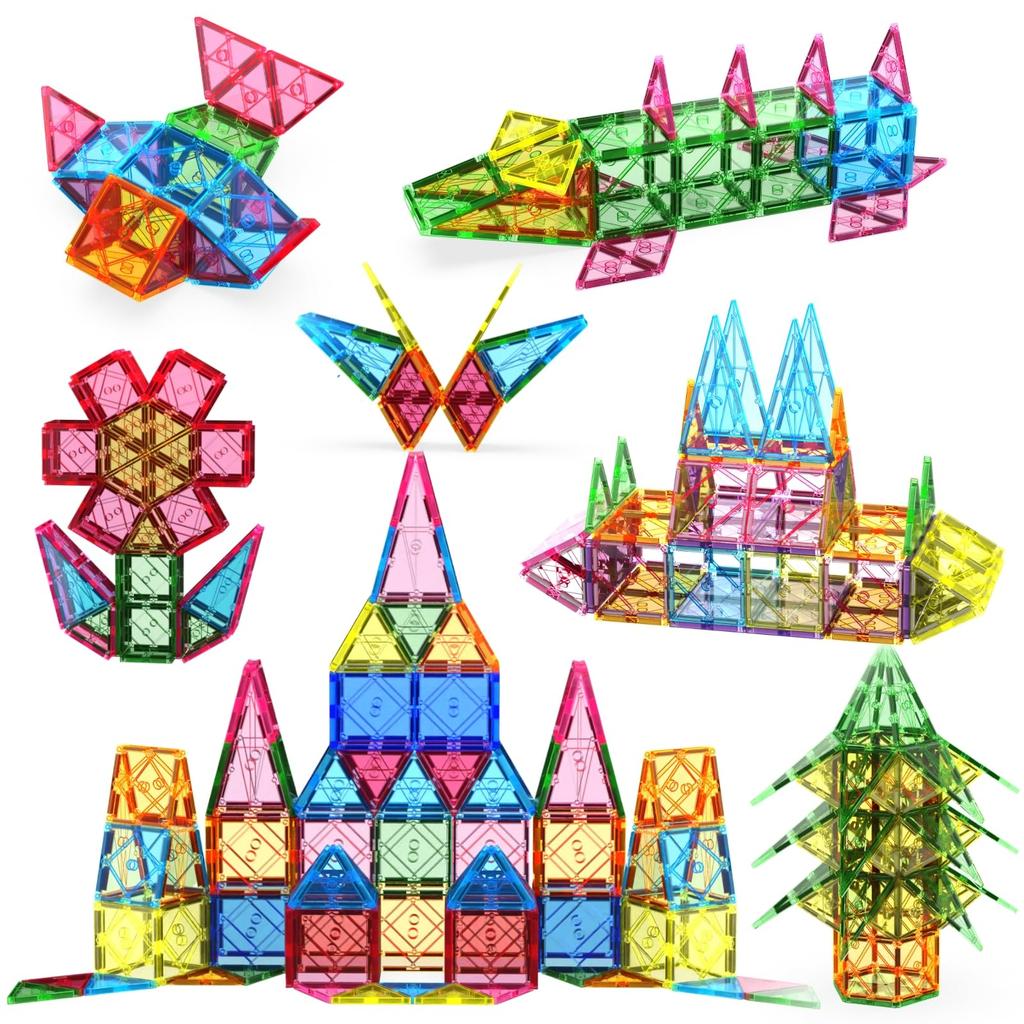 Magnetic Blocks 88PCS Transparent Color Educational Toy Magnetic Blocks Building Blocks Ages Christmas Safe ABS Japanese Instruction Manual 7.5cm 3,