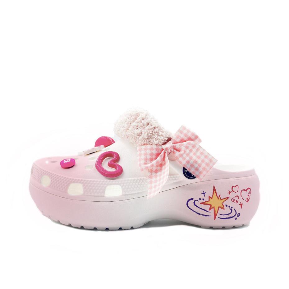 

Crocs Classic Platform Clog EVA Corner Meets Love Beach Girl School Style Hole Shoes Unisex Pink 34-35 розовый