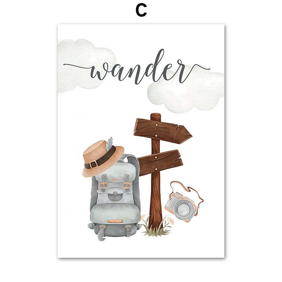 Horkovzdušný balón Auto Medvěd Králík Slon Sen Nástěnné umění Plátno Malba Plakáty a tisky Obrázek Dětský pokoj Dekorace