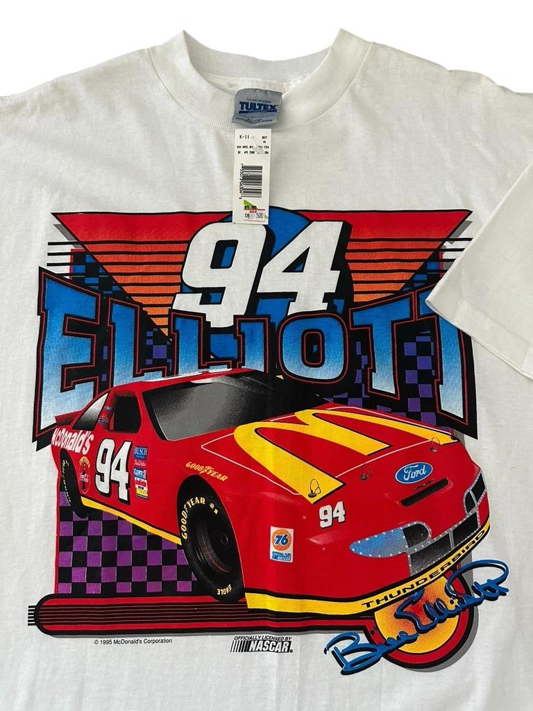 Vintage Bill Elliot Nascar T Shirt Men’s XL Racing 90’s Deadstock White