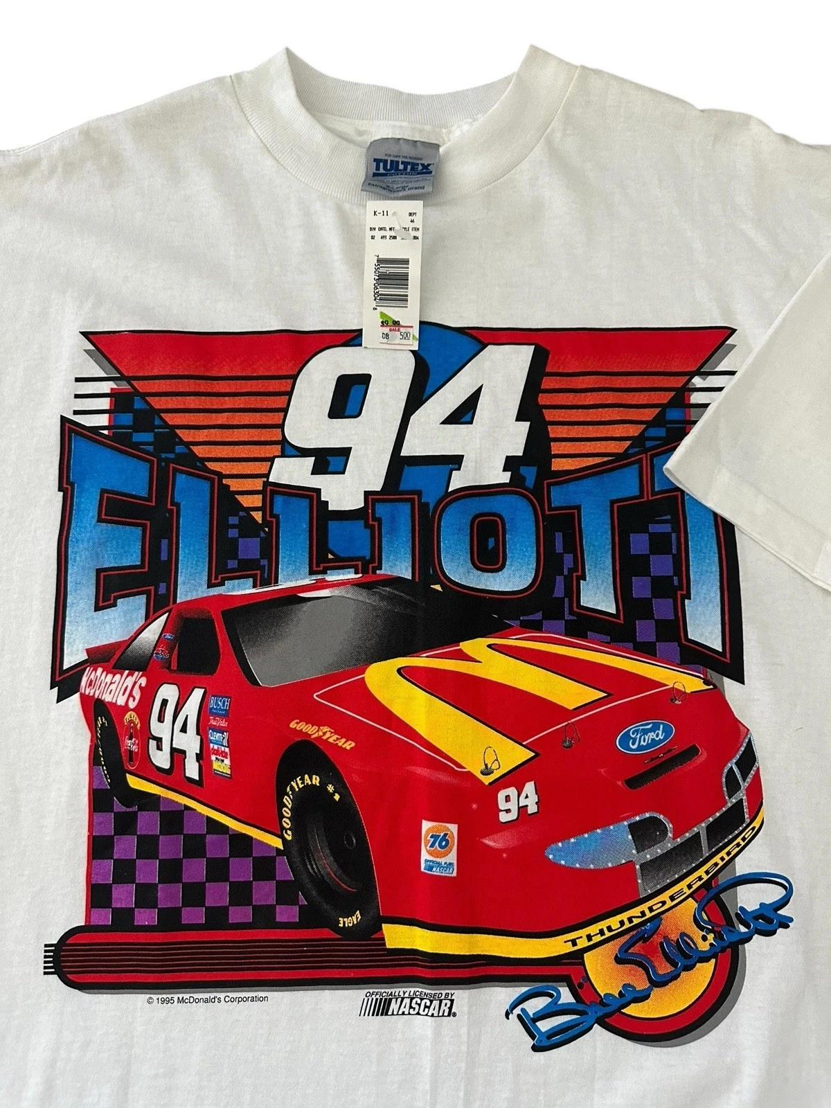 Vintage Bill Elliot Nascar T Shirt Men’s XL Racing 90’s Deadstock White 2XL