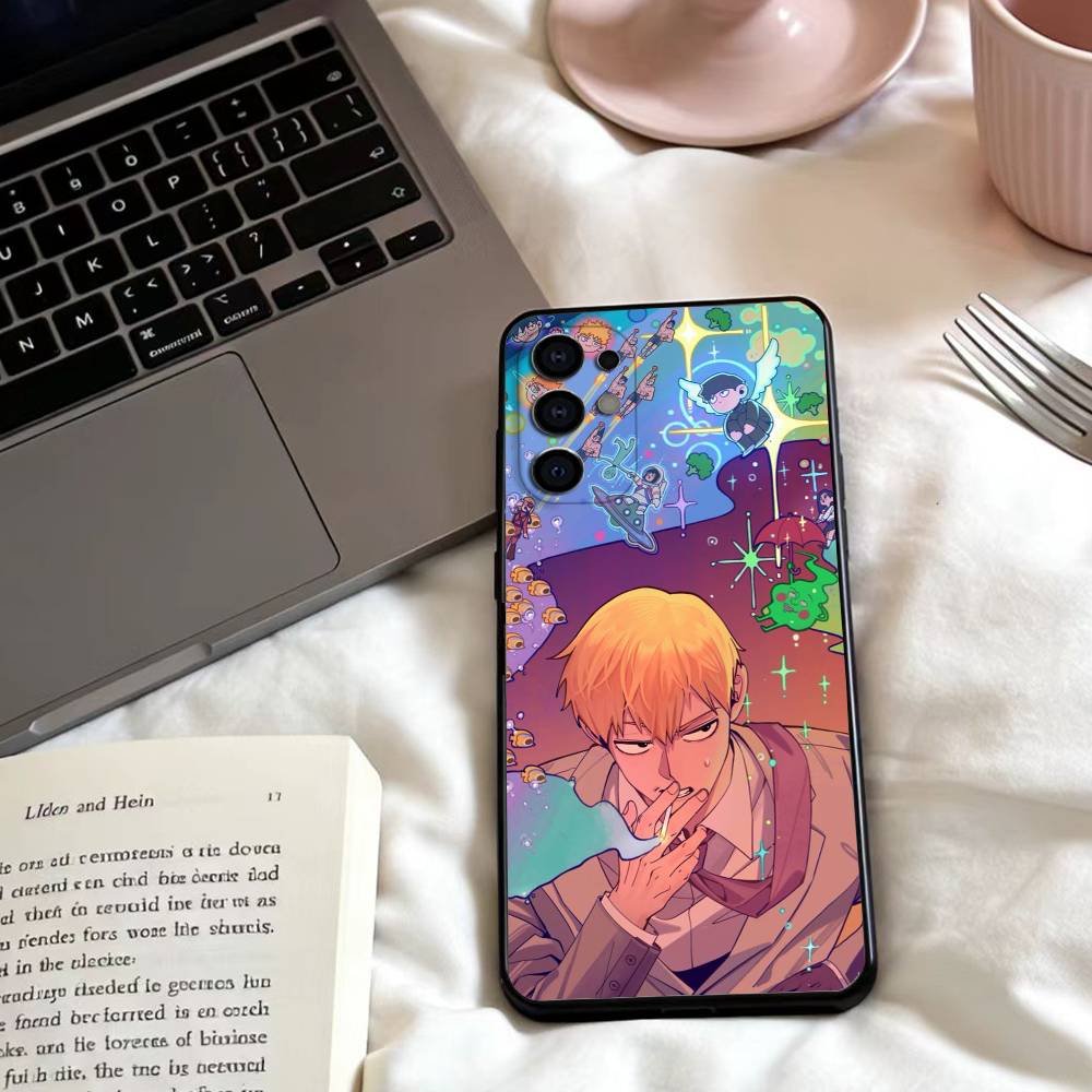 M-Mob Psycho Anime 100  Phone Case For Samsung S25,24,23,22,30,21,10,9,Ultra,Plus,Lite,FE,4,5 G Soft Black Case