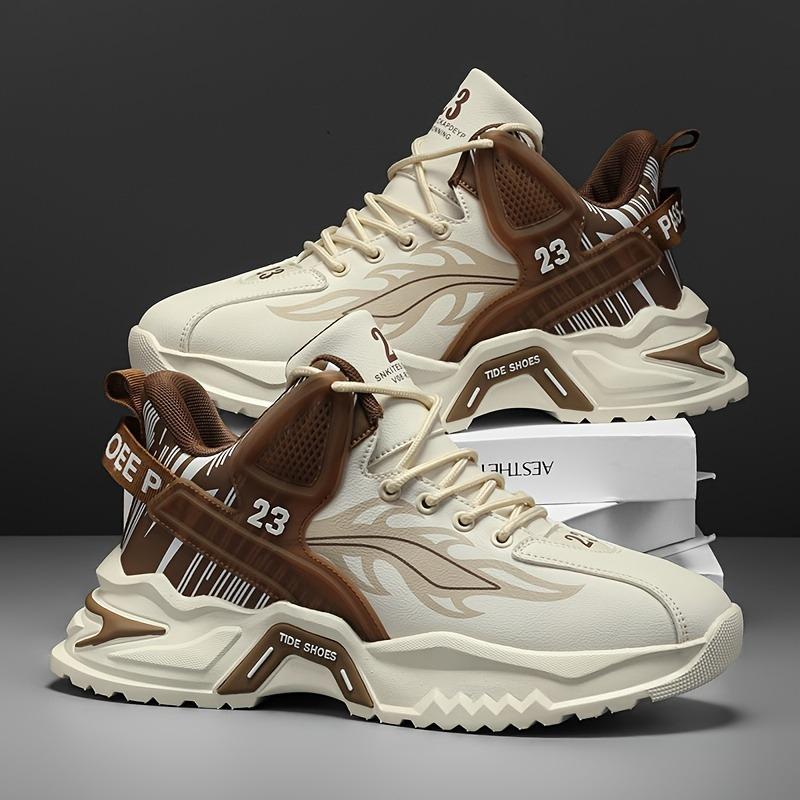 Herren Neue Herbst- und Winterschuhe, High-Cut Sportschuhe mit dicker Sohle, Studentenleder Lauf-Basketballschuhe in großer Größe