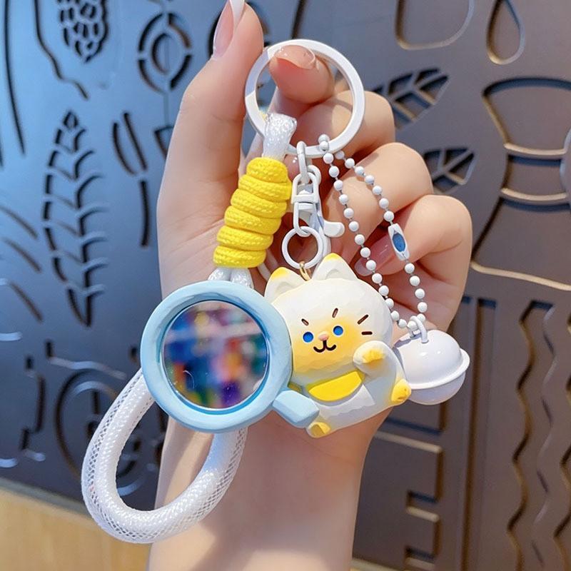 Cute Pet Keychain Makeup Mirror Resin Car Keyring For Girl Gift