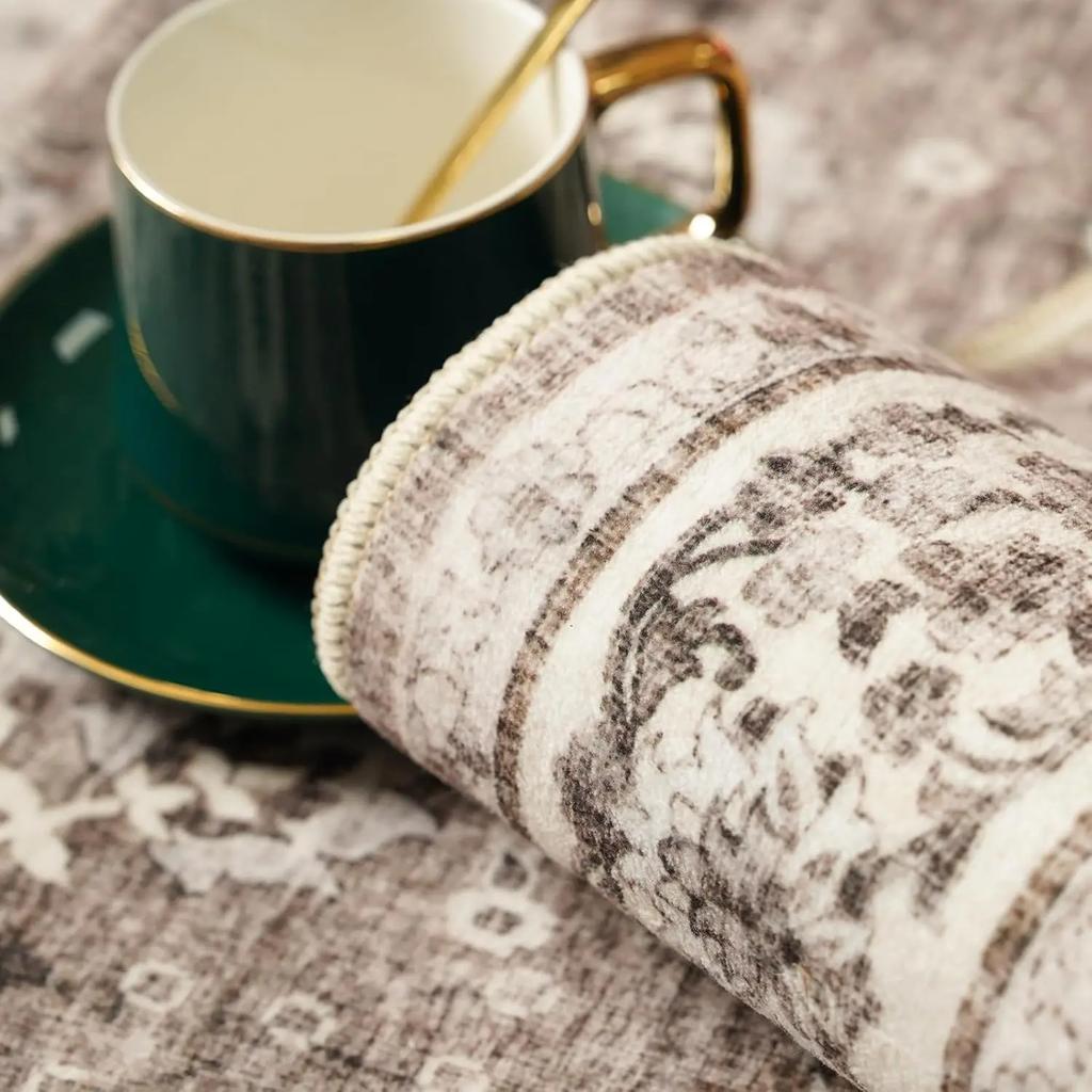 Waschbarer orientalischer Teppich - Runde Teppiche für das Wohnzimmer Weicher Teppich für das Schlafzimmer Wasserdicht Blumenmuster Used Fleckenresistent
