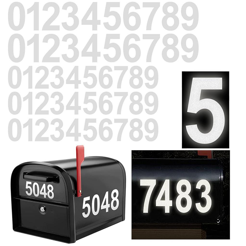 5 Sets 0‑9 Reflective Number Stickers Reflective Mailbox Numbers for Outside Waterproof Strong Self Adhesive Vinyl