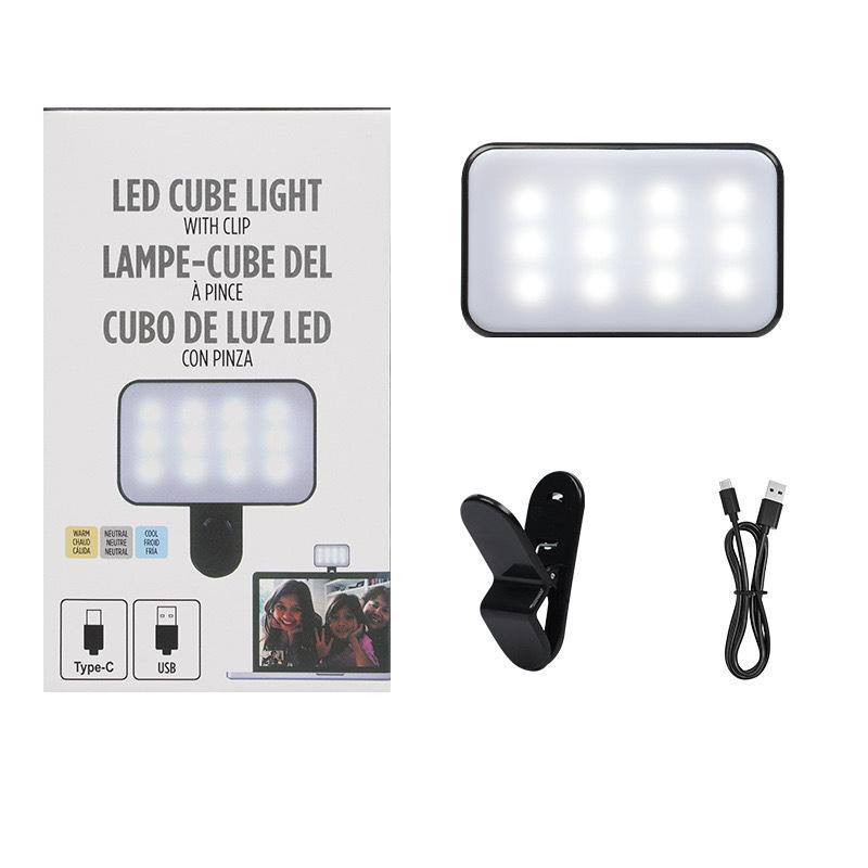 Kapesní RGB výplňové světlo Přenosné LED světlo Video Mini Telefonní výplňové světlo Smartphone Selfie Nastavitelné RGB světlo s klipem zdarma