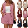 Conjunto de Blazer de Botonadura Única y Shorts para Mujer - Atuendo Casual de Negocios de 2 Piezas para el Trabajo o