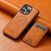 iPhone 17 Pro MagSafe Leather Case with Wireless Charging & Magnetic Card Holder Stand