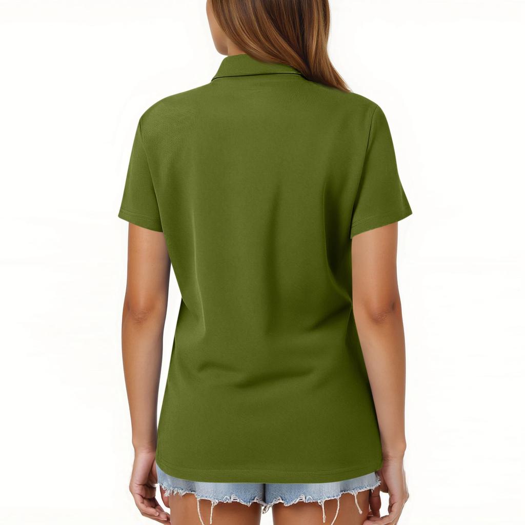 Camisa de Color Casual de Moda para Mujer con Solapa y Manga Corta Tops Abotonados para Mujer