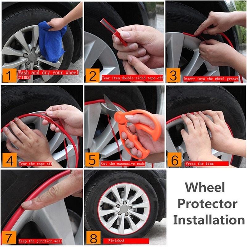 8M Wheel Decoration Belt Tire Protection Anti-collision Ring Rim Belt Decor Guard Line Strip Protection Strip Car Accessories