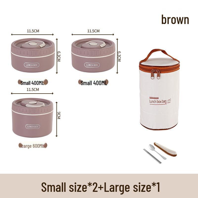 Round Multi-layer Stainless Steel Insulated Bento Box with Lid - Microwaveable Lunch Container for Office and Students.